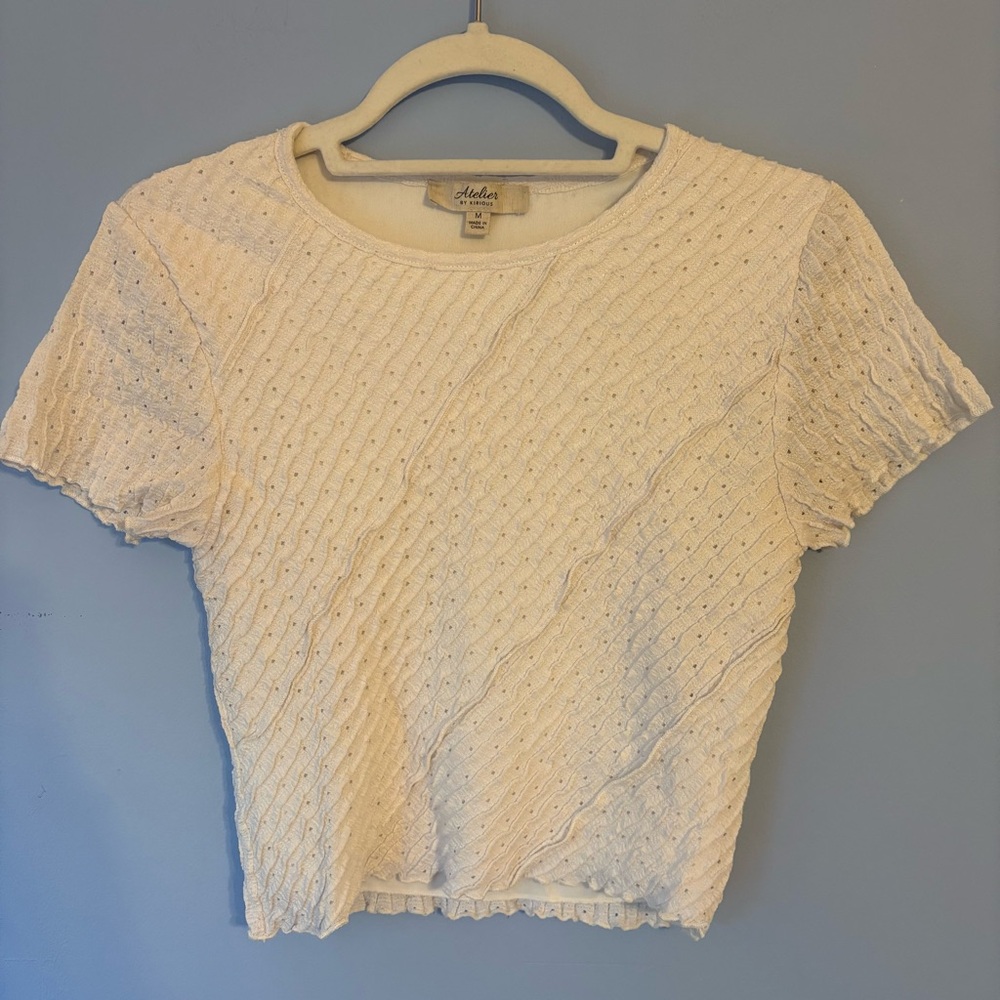 Women's Cream Textured Top